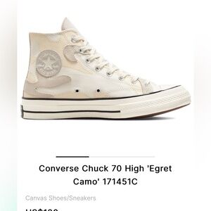 BRAND NEW Converse Chuck 70 High 'Egret Camo' 
SIZE 6 Men’s, 8 Women